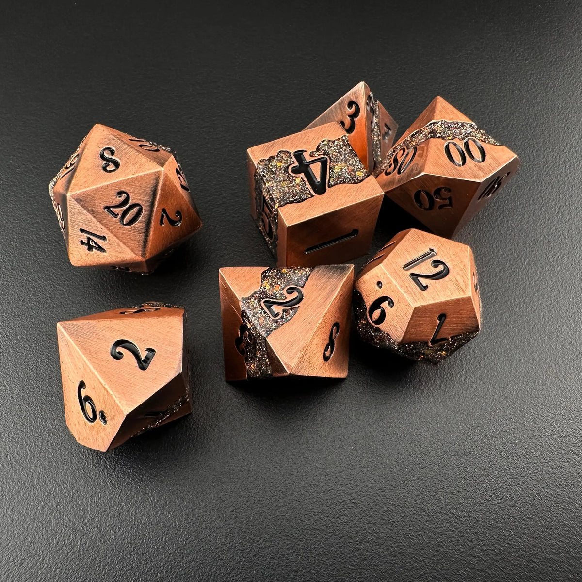 Anvil&#39;s Echo - Metal 7pc DnD Dice Set-MinMax Misfits