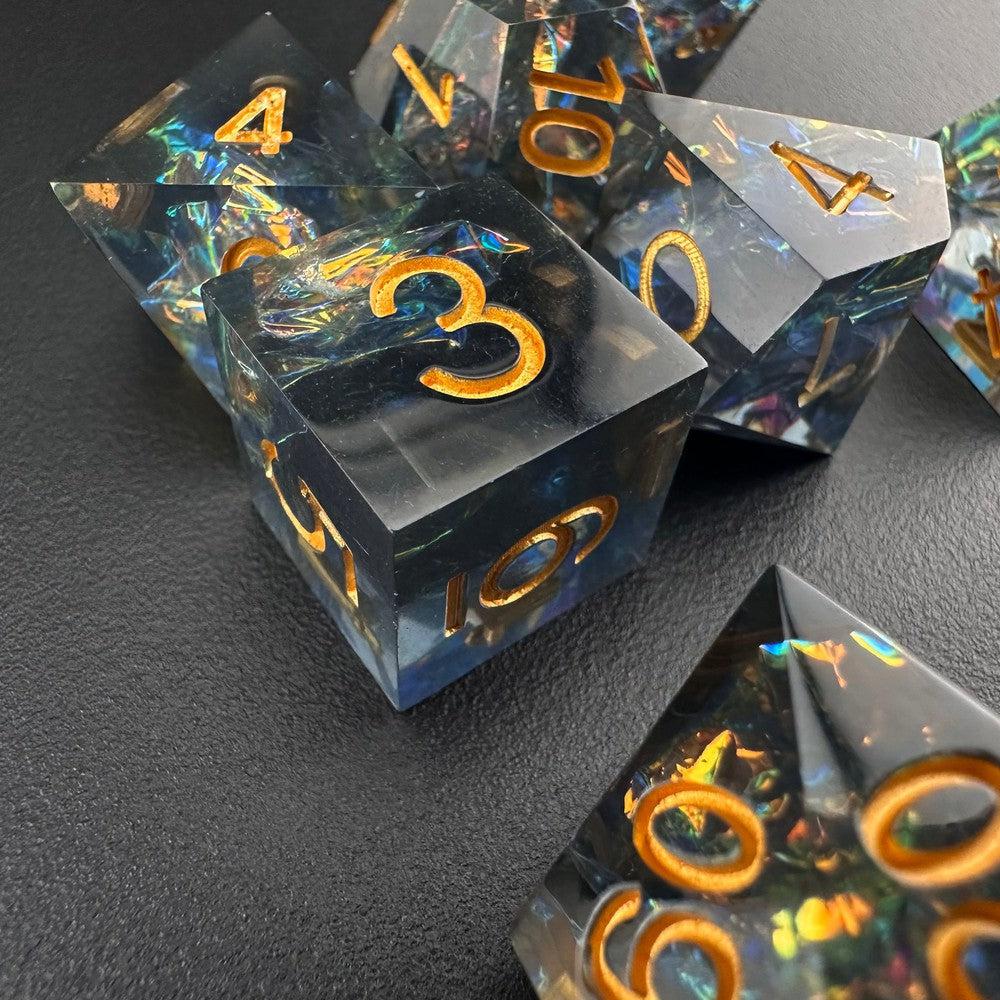 Astral Glimmer - Sharp Edge Resin 7pc DnD Dice Set-MinMax Misfits