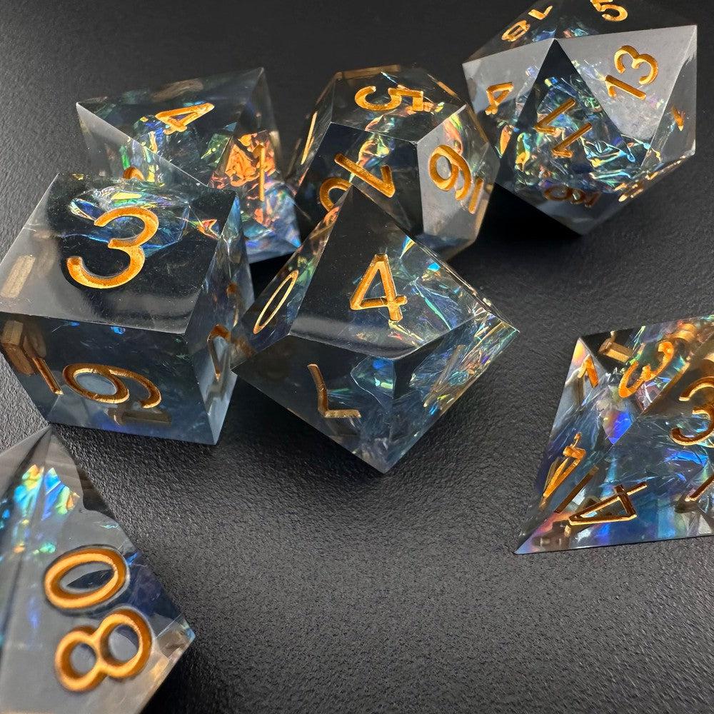 Astral Glimmer - Sharp Edge Resin 7pc DnD Dice Set-MinMax Misfits