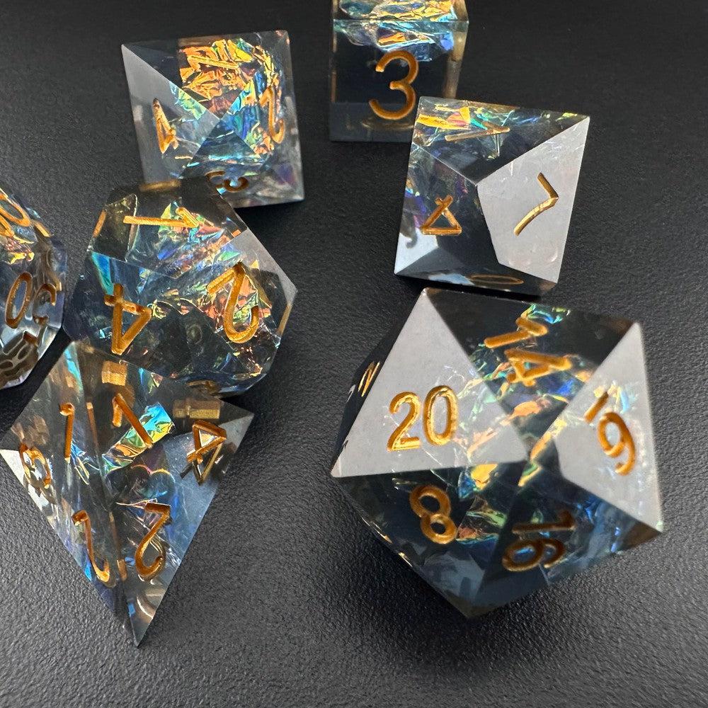 Astral Glimmer - Sharp Edge Resin 7pc DnD Dice Set-MinMax Misfits