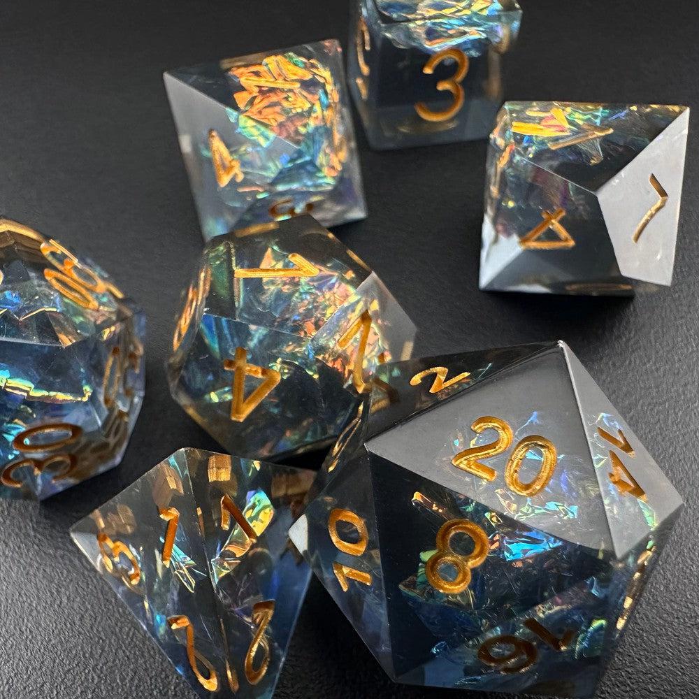 Astral Glimmer - Sharp Edge Resin 7pc DnD Dice Set-MinMax Misfits