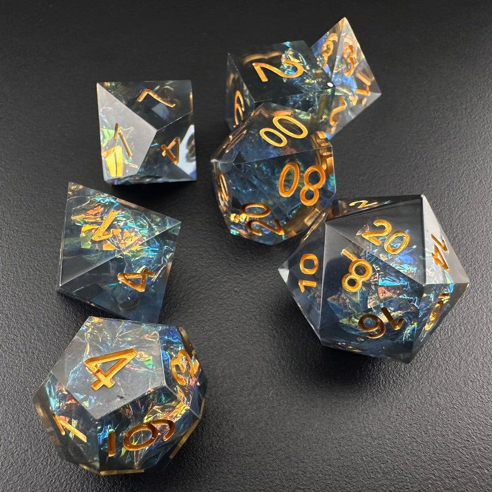 Astral Glimmer - Sharp Edge Resin 7pc DnD Dice Set-MinMax Misfits