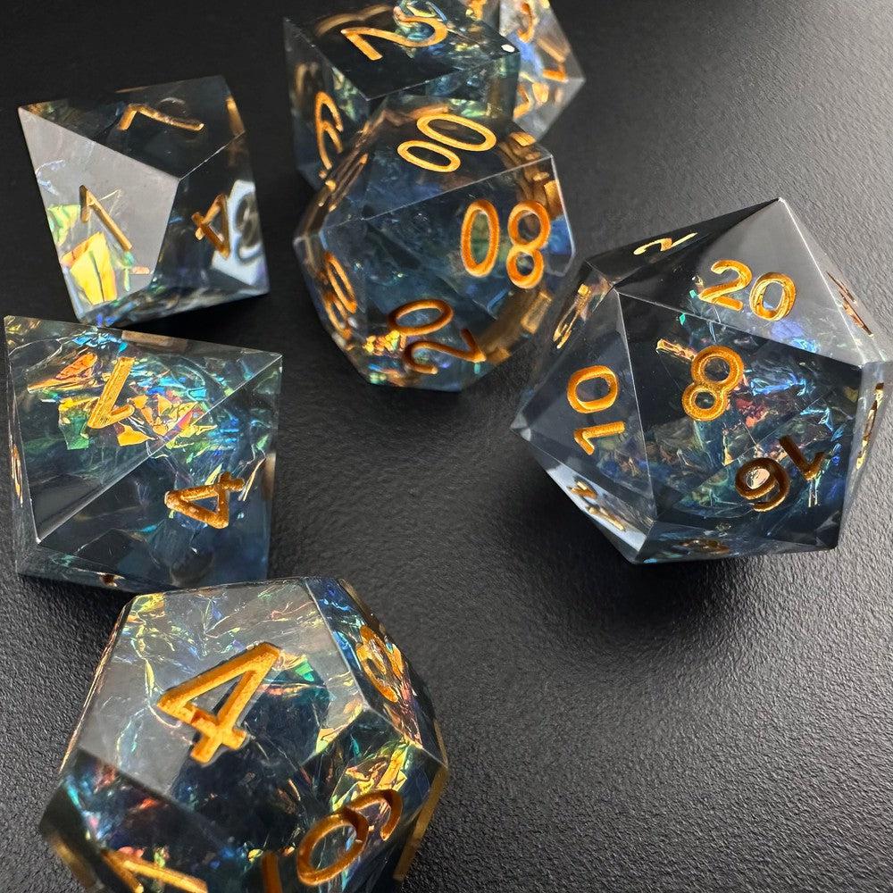 Astral Glimmer - Sharp Edge Resin 7pc DnD Dice Set-MinMax Misfits