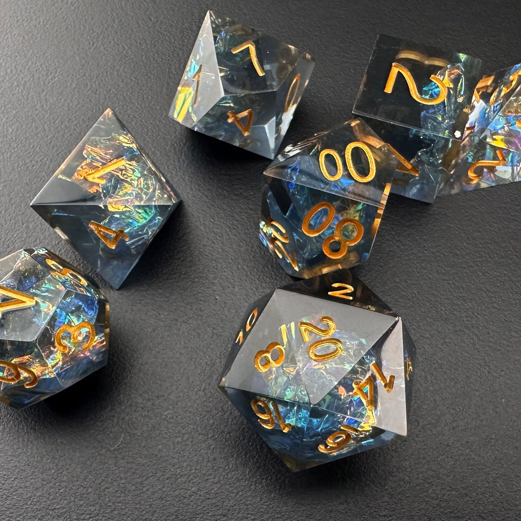 Astral Glimmer - Sharp Edge Resin 7pc DnD Dice Set-MinMax Misfits