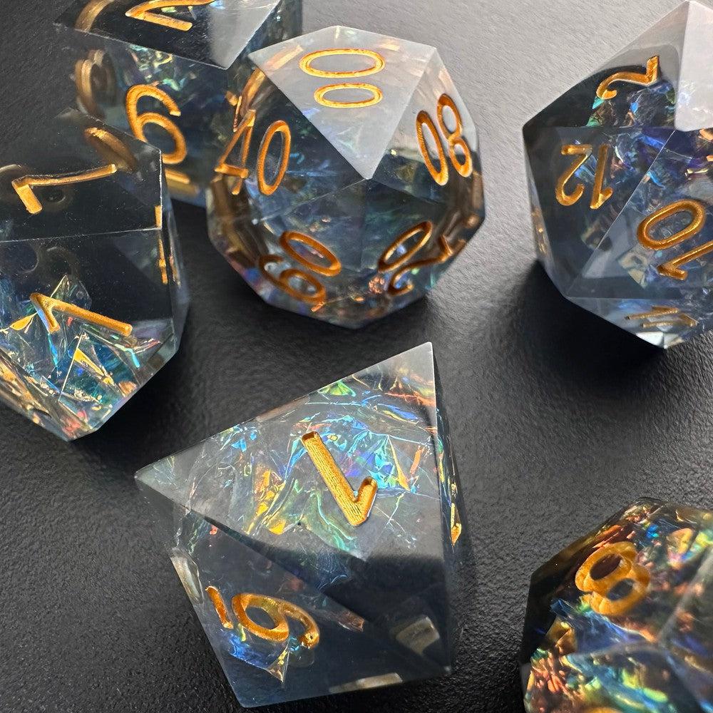 Astral Glimmer - Sharp Edge Resin 7pc DnD Dice Set-MinMax Misfits