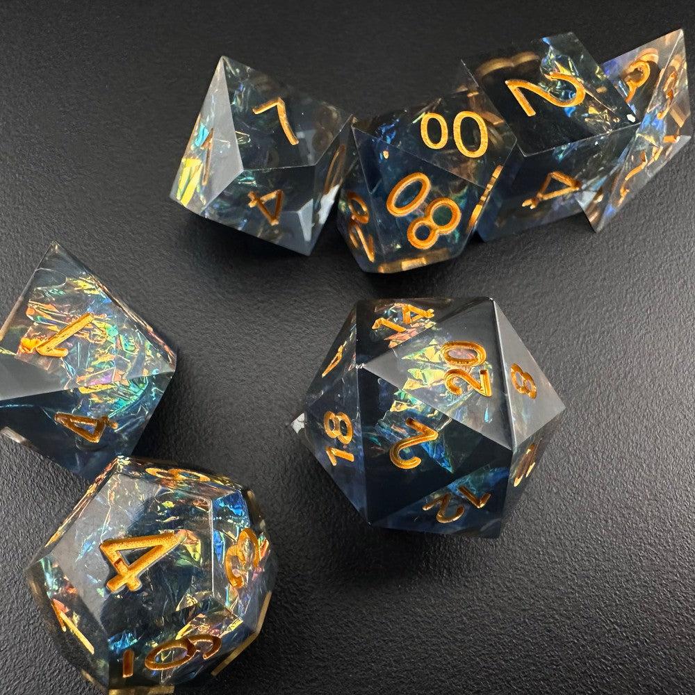 Astral Glimmer - Sharp Edge Resin 7pc DnD Dice Set-MinMax Misfits