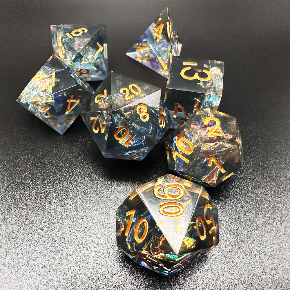 Astral Glimmer - Sharp Edge Resin 7pc DnD Dice Set-MinMax Misfits