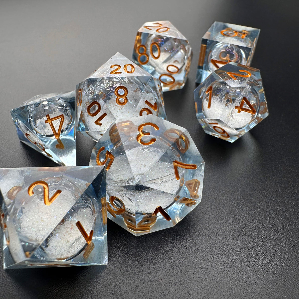 Aurora&#39;s Maelstrom - Liquid Core 7pc DnD Dice Set-MinMax Misfits