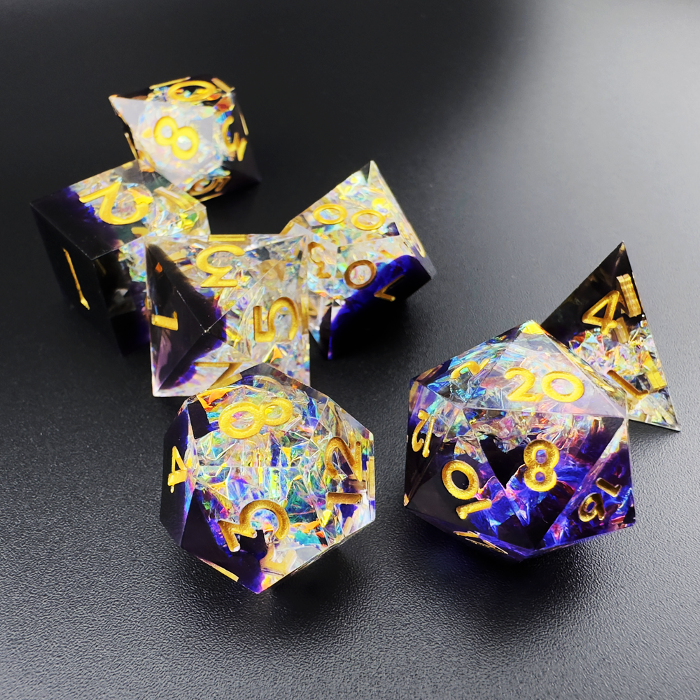 Chaotic Current - Sharp Edge Resin 7pc DnD Dice Set-MinMax Misfits