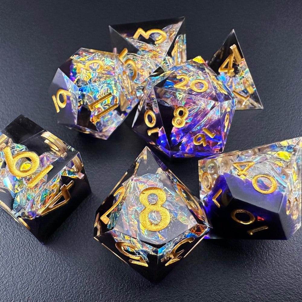 Chaotic Current - Sharp Edge Resin 7pc DnD Dice Set-MinMax Misfits