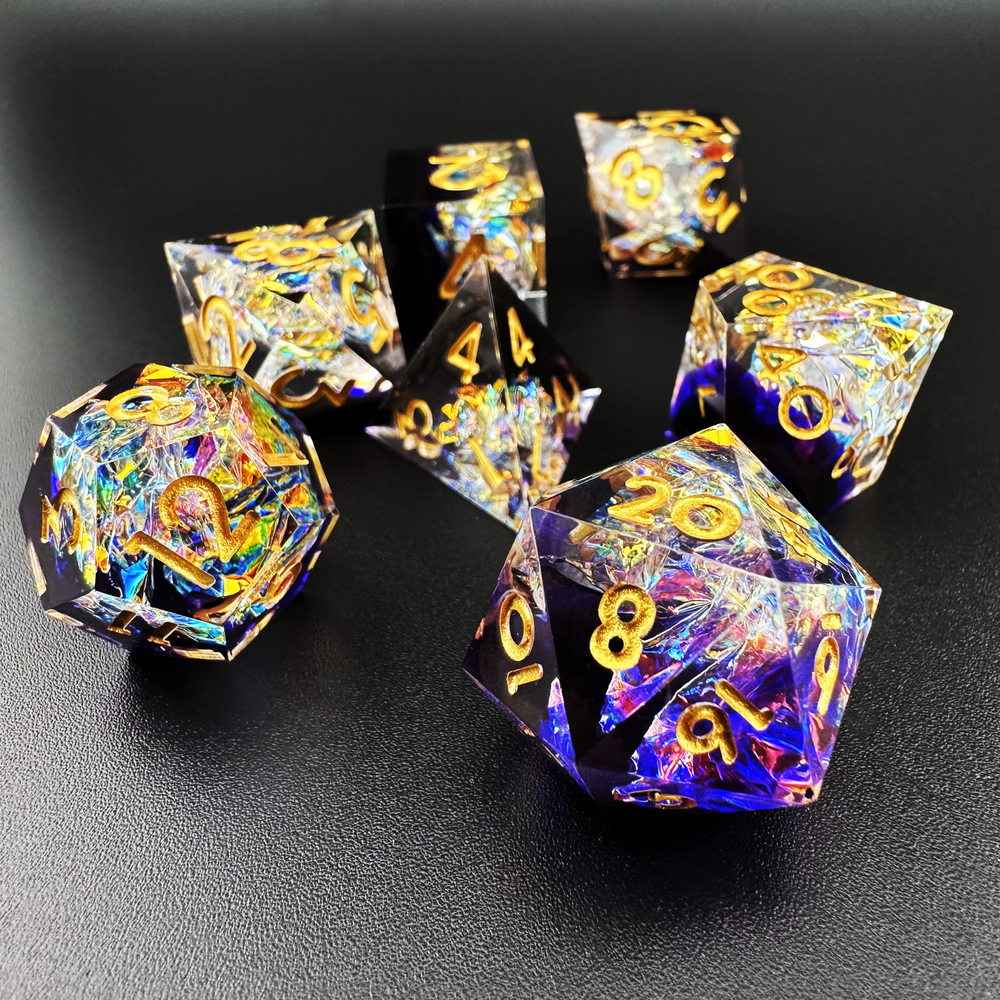 Chaotic Current - Sharp Edge Resin 7pc DnD Dice Set-MinMax Misfits