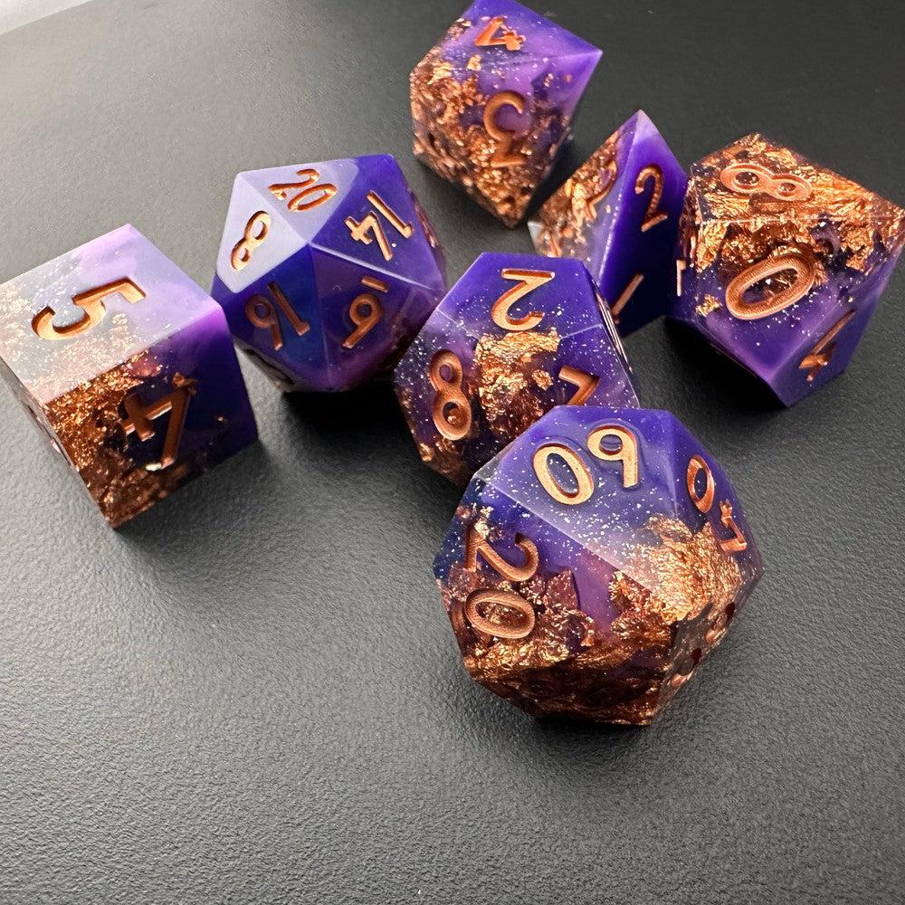 Cosmic Coronation - Sharp Edge Resin 7pc DnD Dice Set-MinMax Misfits