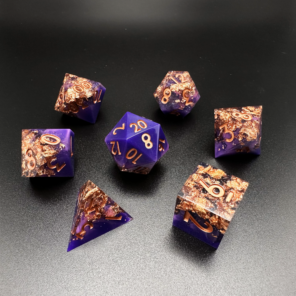 Cosmic Coronation - Sharp Edge Resin 7pc DnD Dice Set-MinMax Misfits