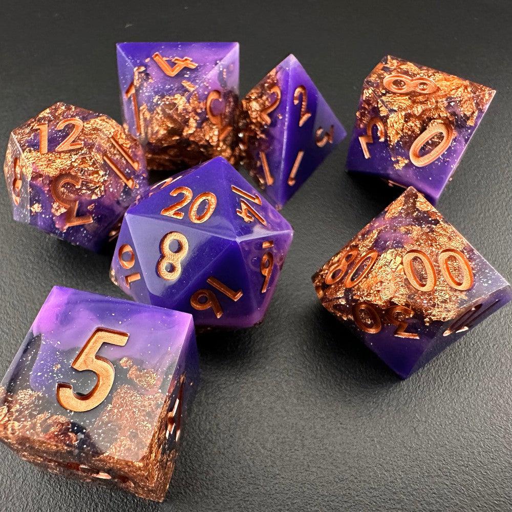 Cosmic Coronation - Sharp Edge Resin 7pc DnD Dice Set-MinMax Misfits