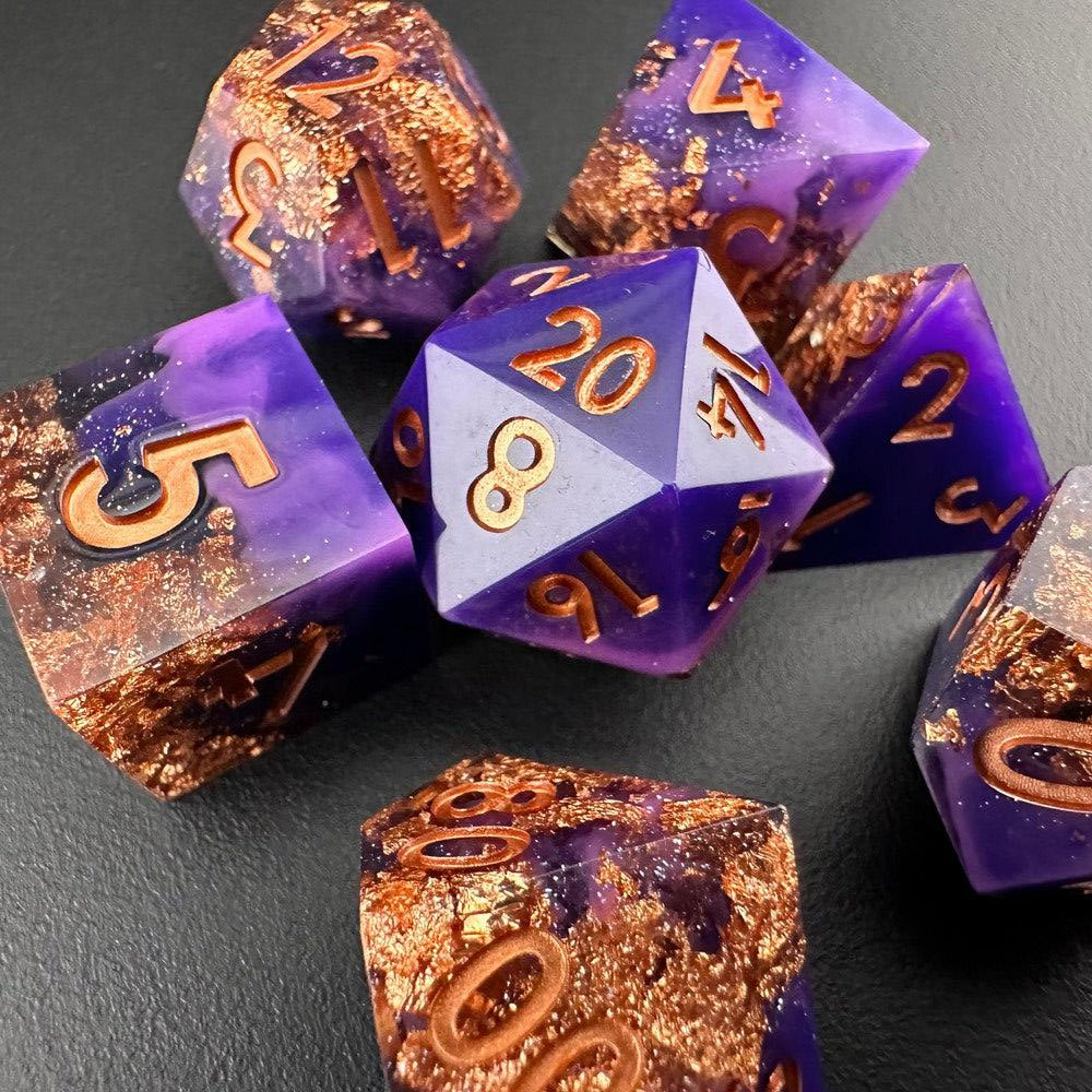 Cosmic Coronation - Sharp Edge Resin 7pc DnD Dice Set-MinMax Misfits