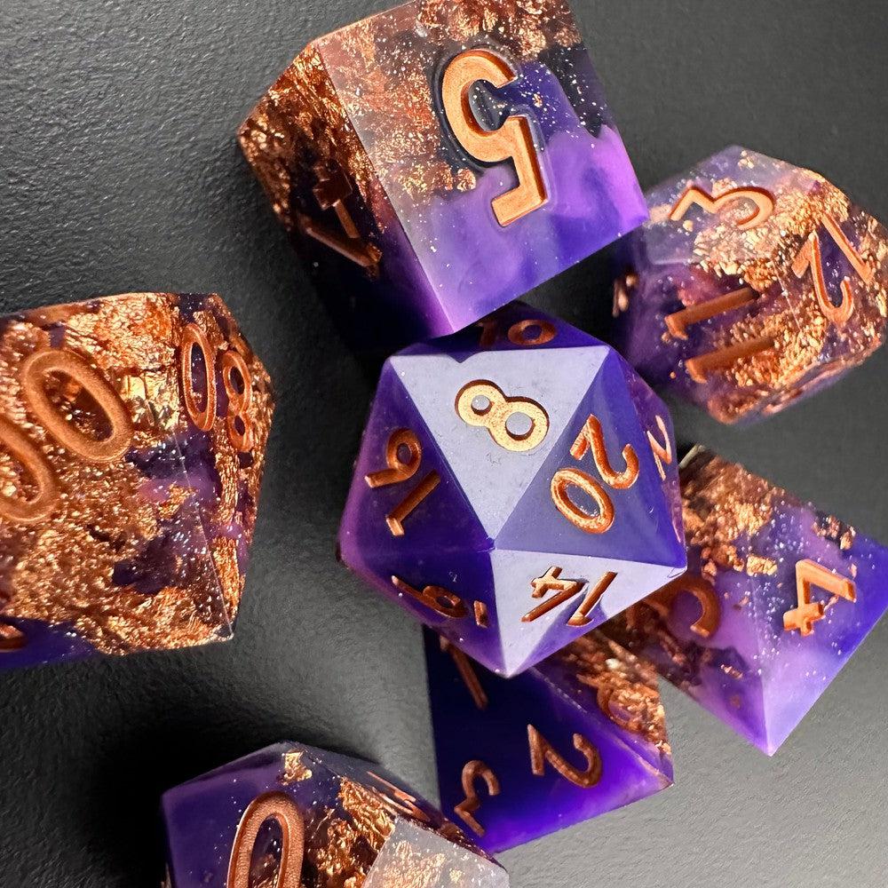 Cosmic Coronation - Sharp Edge Resin 7pc DnD Dice Set-MinMax Misfits