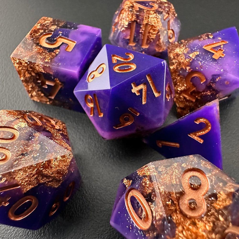 Cosmic Coronation - Sharp Edge Resin 7pc DnD Dice Set-MinMax Misfits