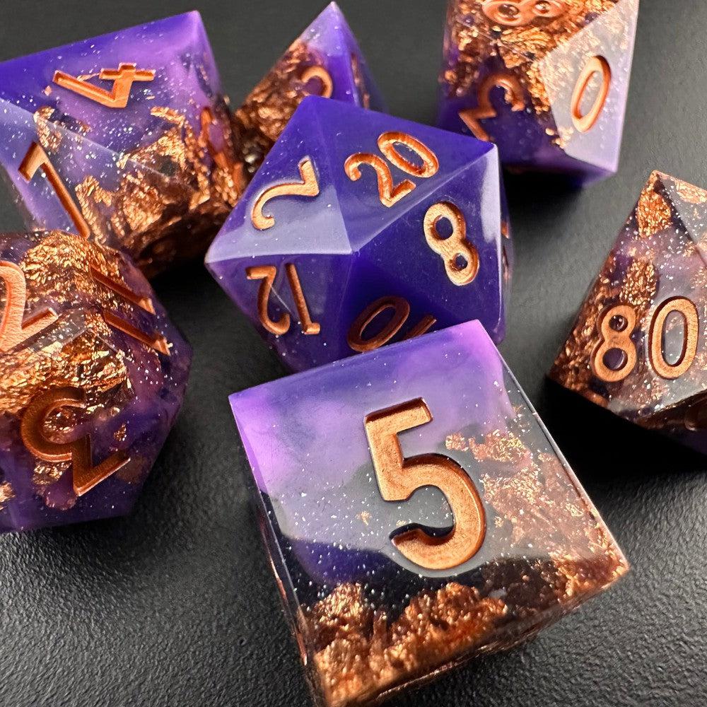 Cosmic Coronation - Sharp Edge Resin 7pc DnD Dice Set-MinMax Misfits