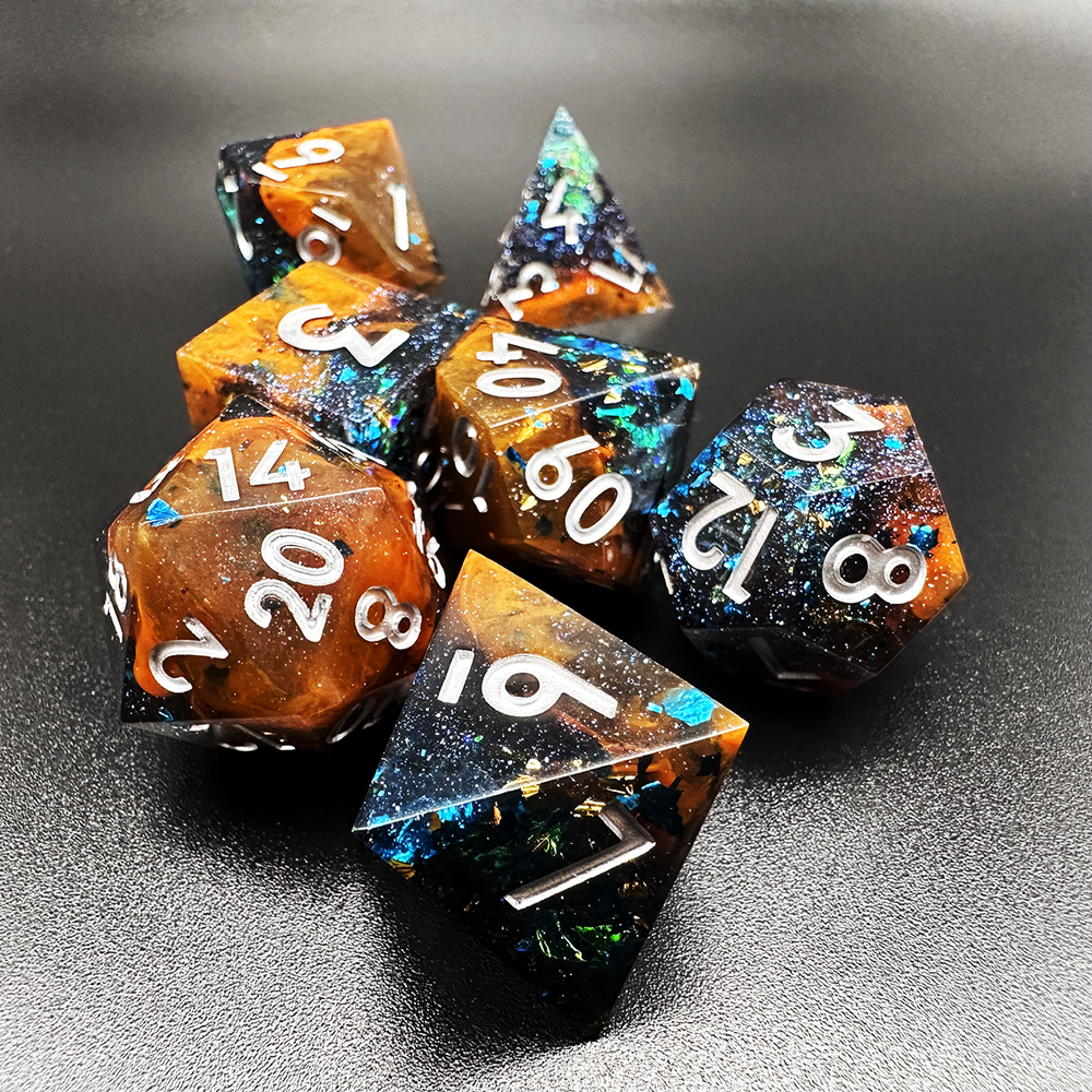 Cosmic Whisper - Sharp Edge Resin 7pc DnD Dice Set-MinMax Misfits