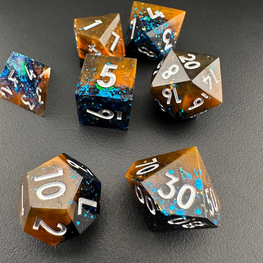 Cosmic Whisper - Sharp Edge Resin 7pc DnD Dice Set-MinMax Misfits