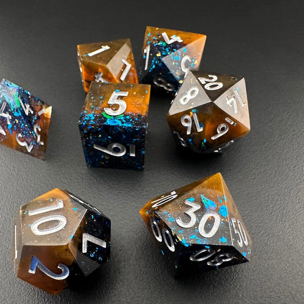 Cosmic Whisper - Sharp Edge Resin 7pc DnD Dice Set-MinMax Misfits