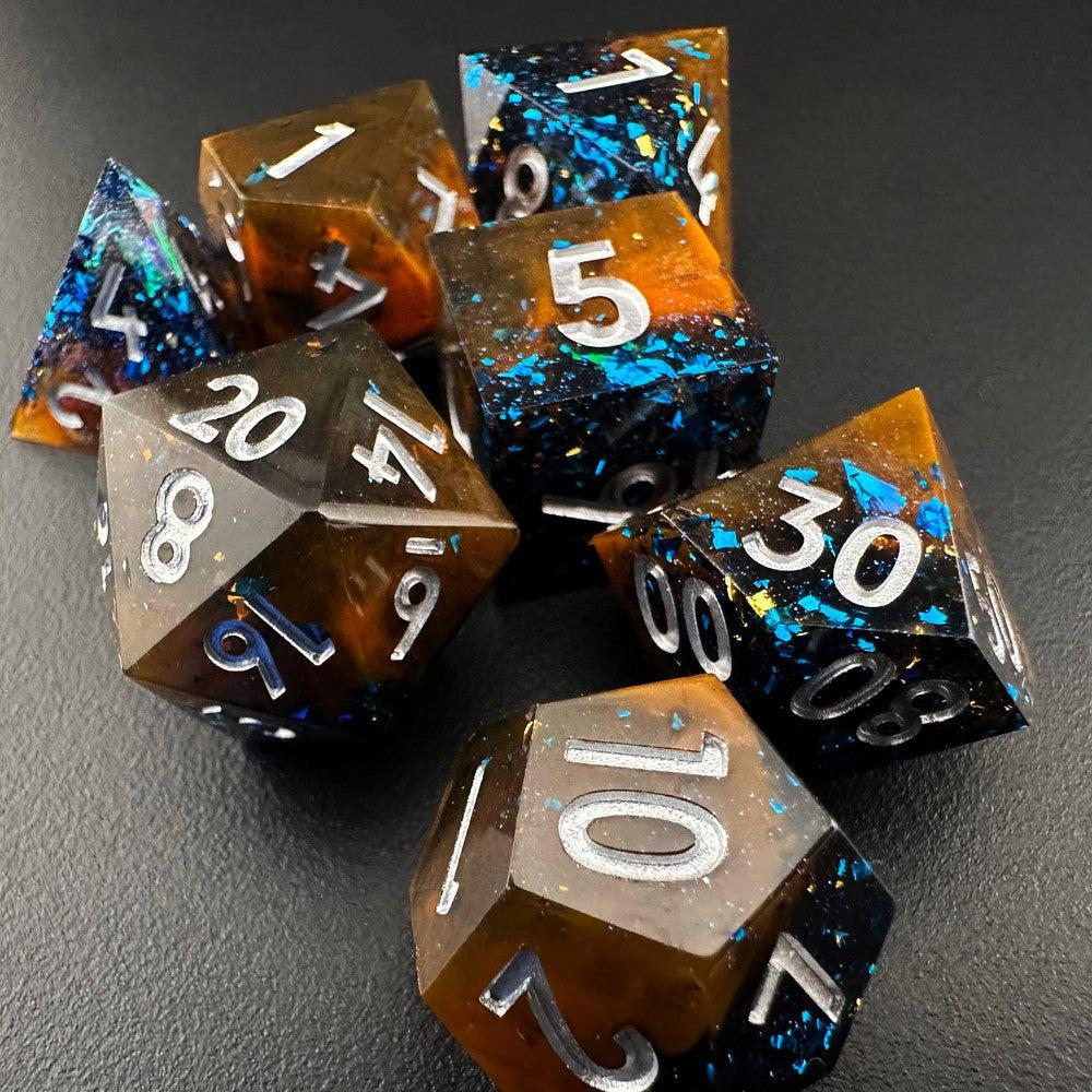 Cosmic Whisper - Sharp Edge Resin 7pc DnD Dice Set-MinMax Misfits