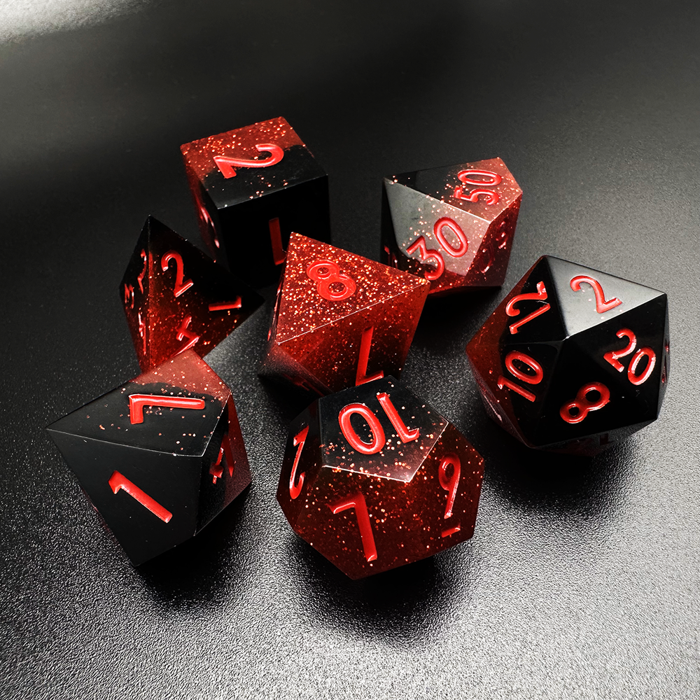 Crimson Reckoning - Sharp Edge Resin 7pc DnD Dice Set-MinMax Misfits