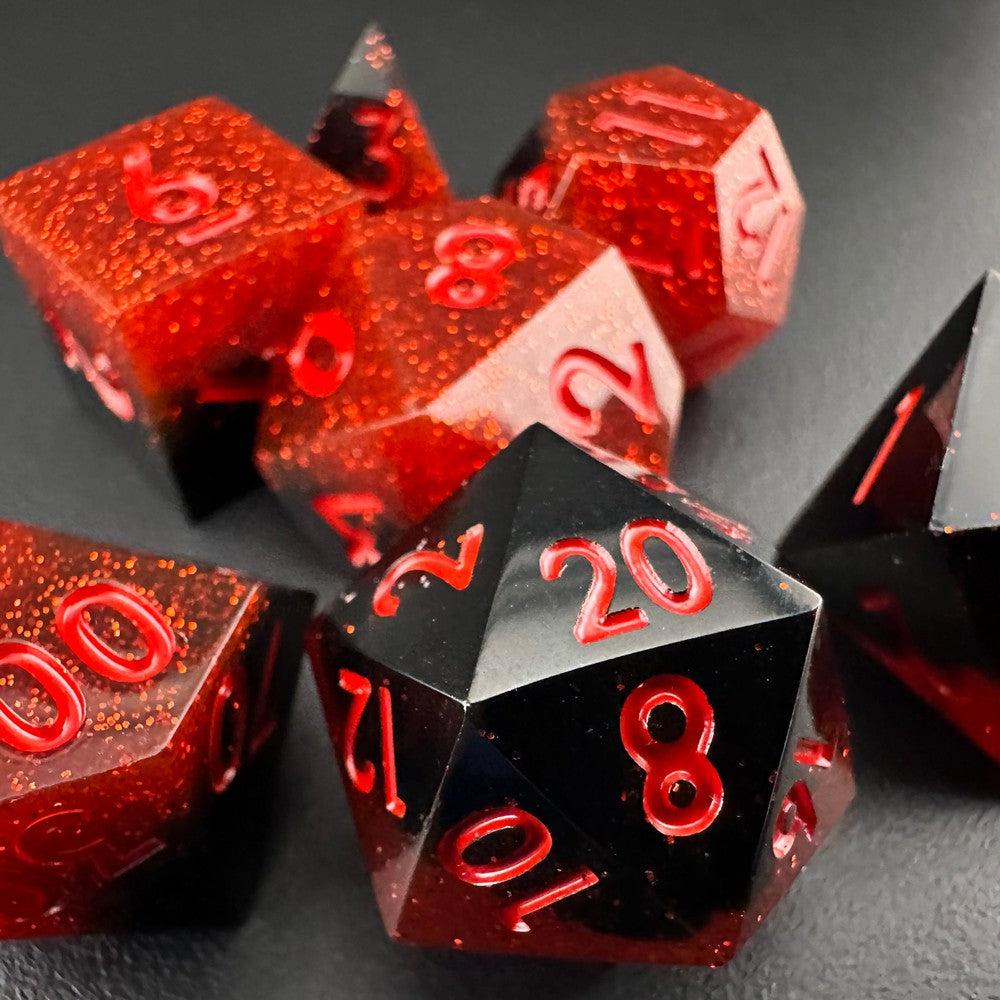 Crimson Reckoning - Sharp Edge Resin 7pc DnD Dice Set-MinMax Misfits
