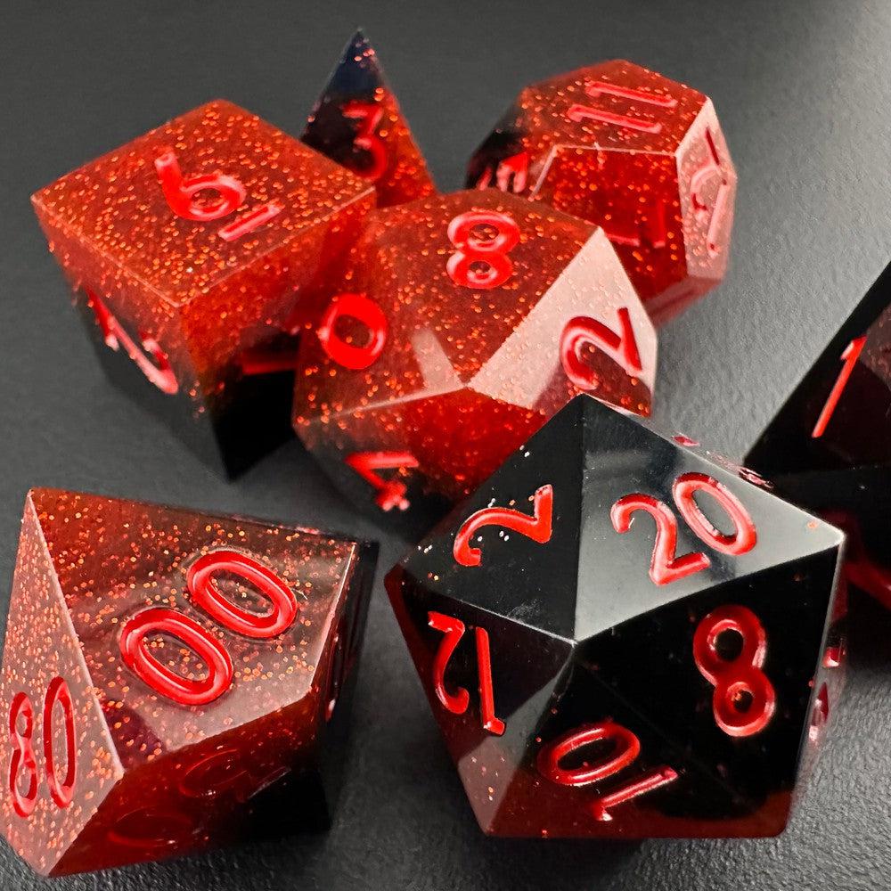 Crimson Reckoning - Sharp Edge Resin 7pc DnD Dice Set-MinMax Misfits