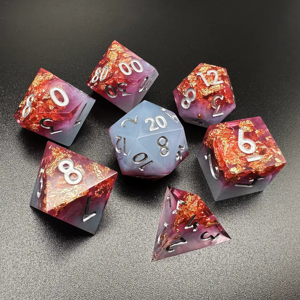 Glacial Blaze - Sharp Edge Resin 7pc DnD Dice Set-MinMax Misfits