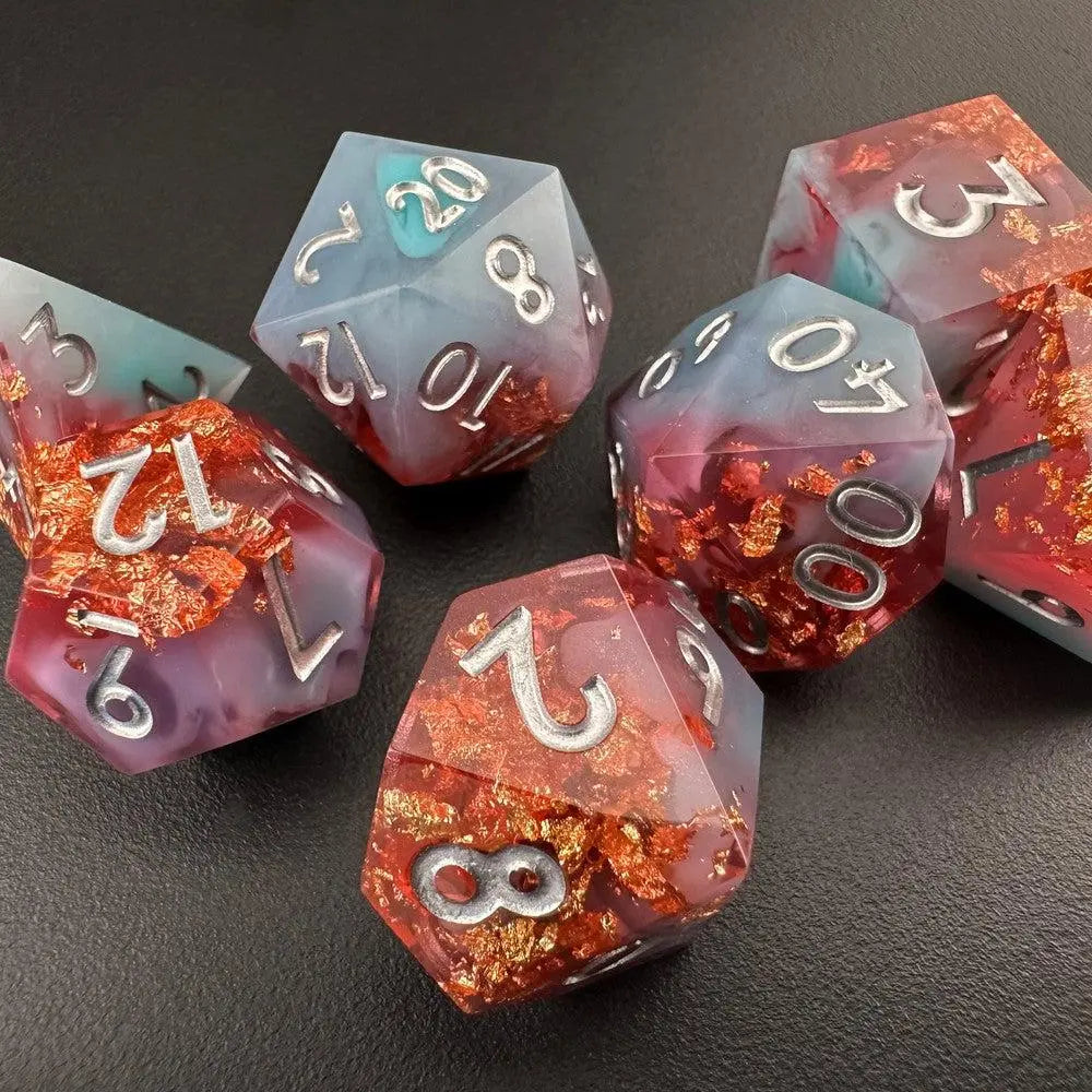 Glacial Blaze - Sharp Edge Resin 7pc DnD Dice Set-MinMax Misfits