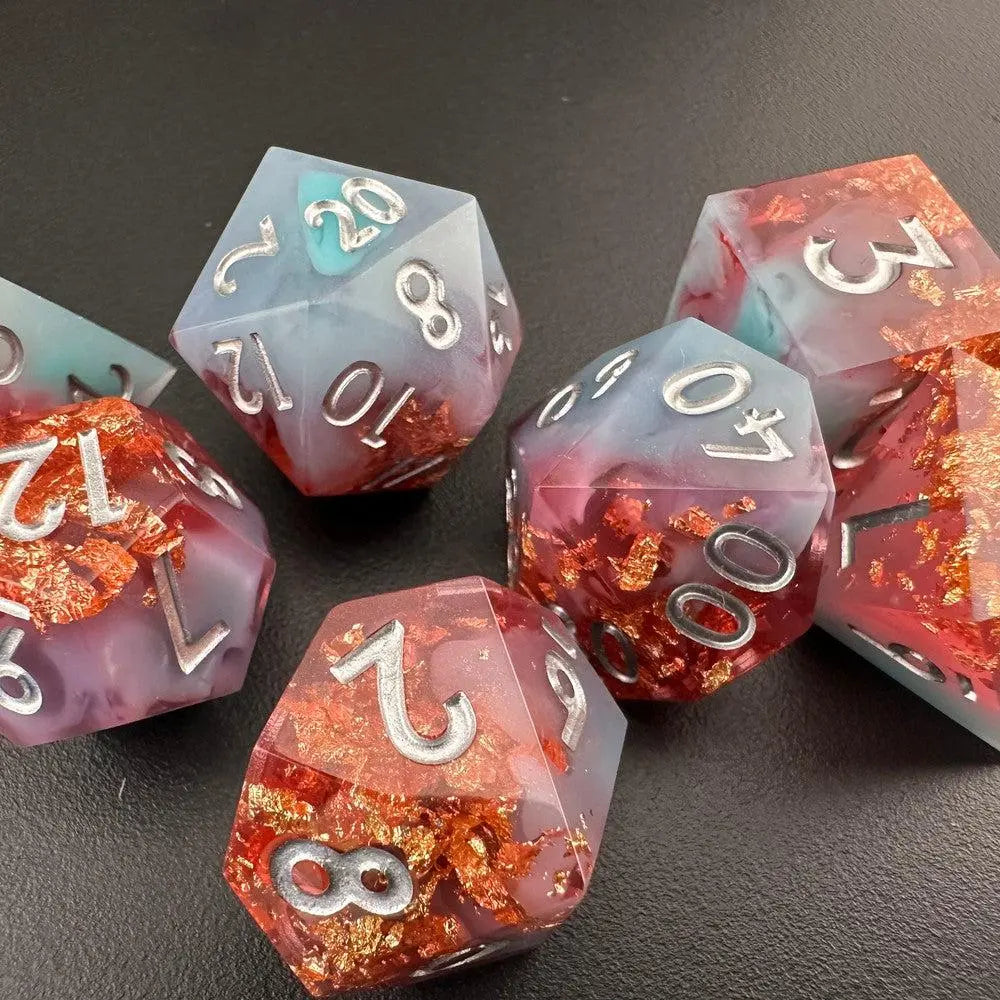 Glacial Blaze - Sharp Edge Resin 7pc DnD Dice Set-MinMax Misfits