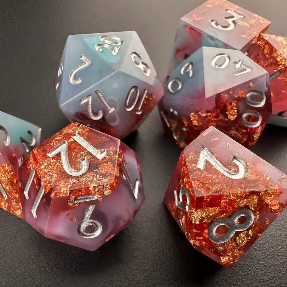 Glacial Blaze - Sharp Edge Resin 7pc DnD Dice Set-MinMax Misfits