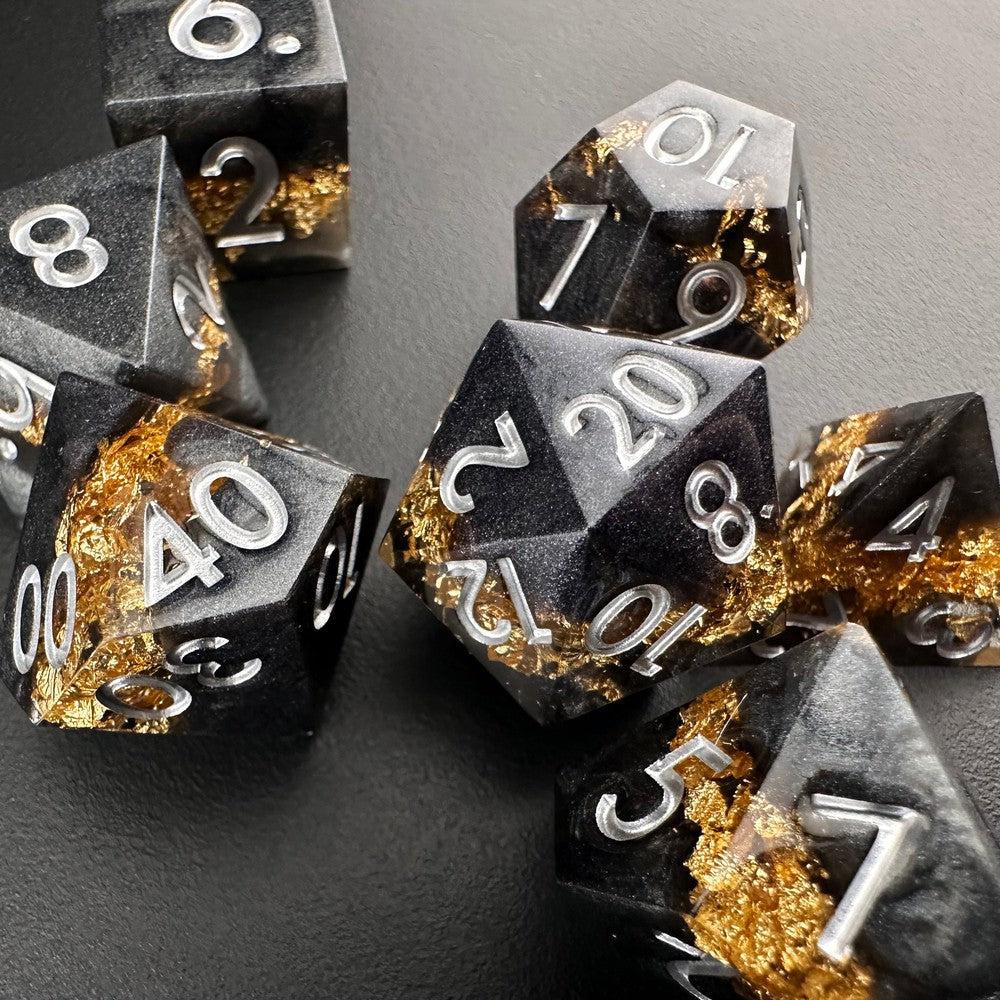 Golden Fissure - Sharp Edge Resin 7pc DnD Dice Set-MinMax Misfits