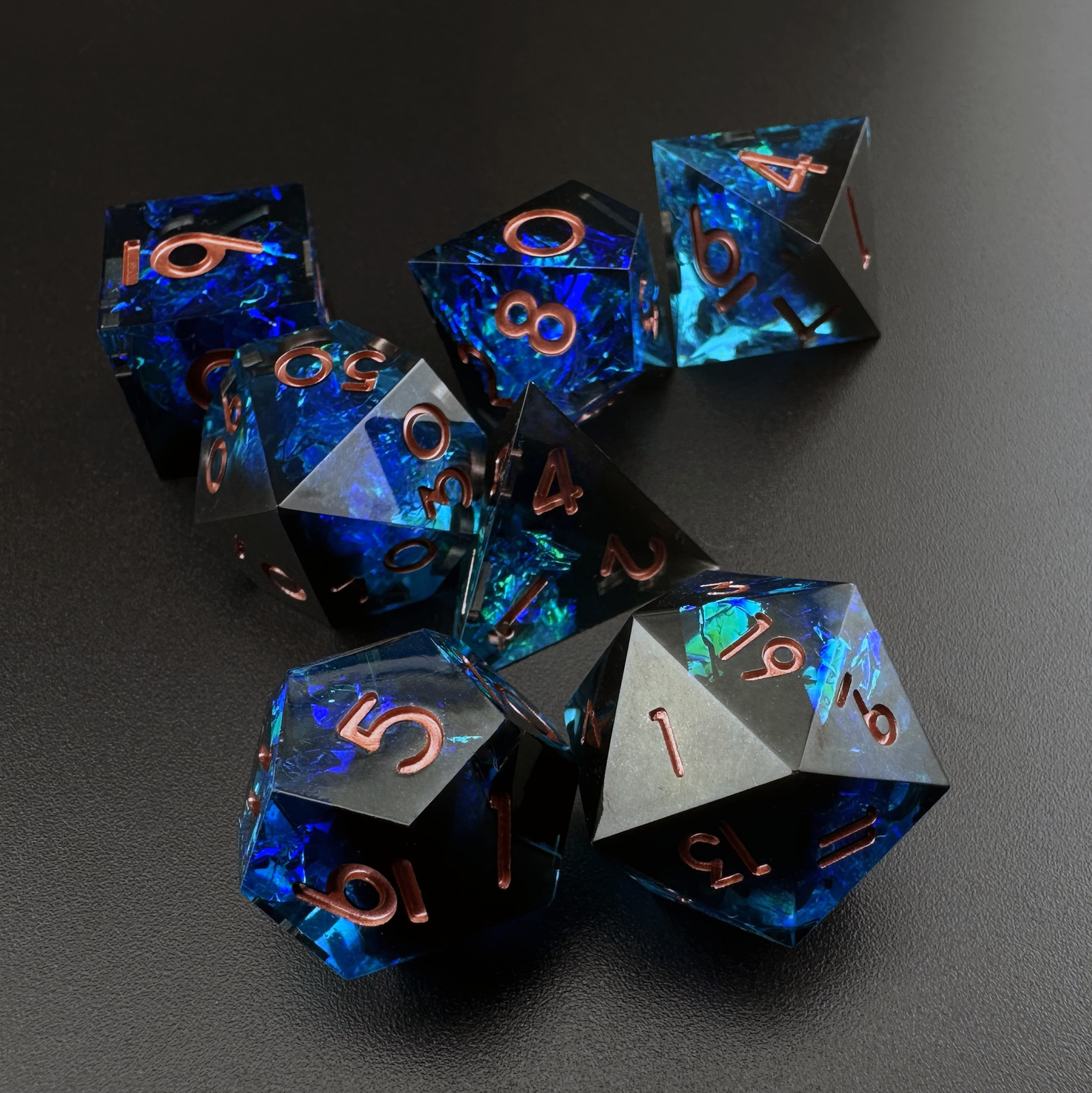 Twilight Chasm  - 7pc Resin Sharp Edge DnD Dice Set