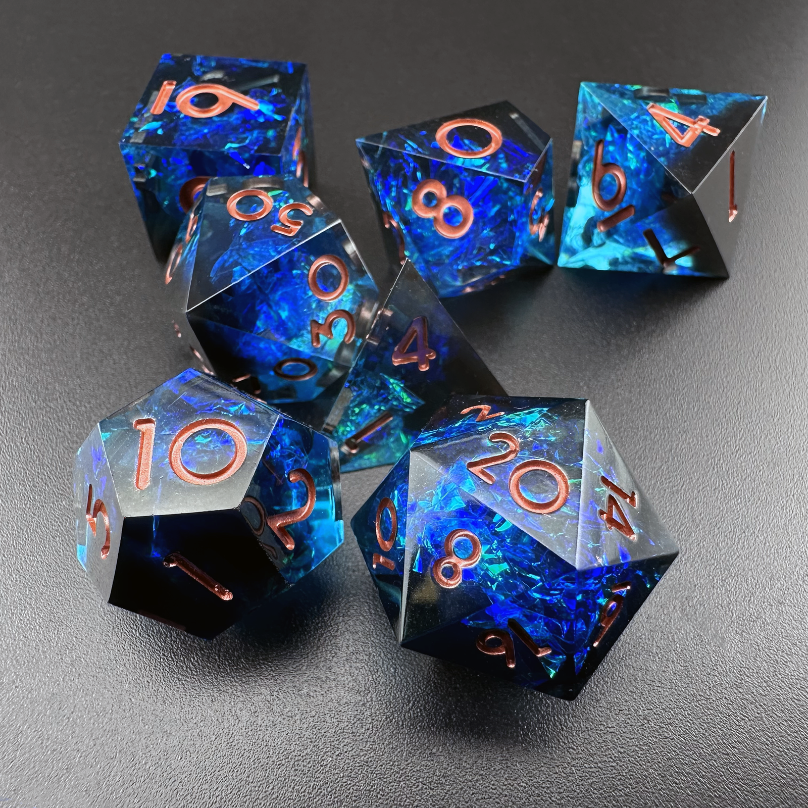Twilight Chasm  - 7pc Resin Sharp Edge DnD Dice Set