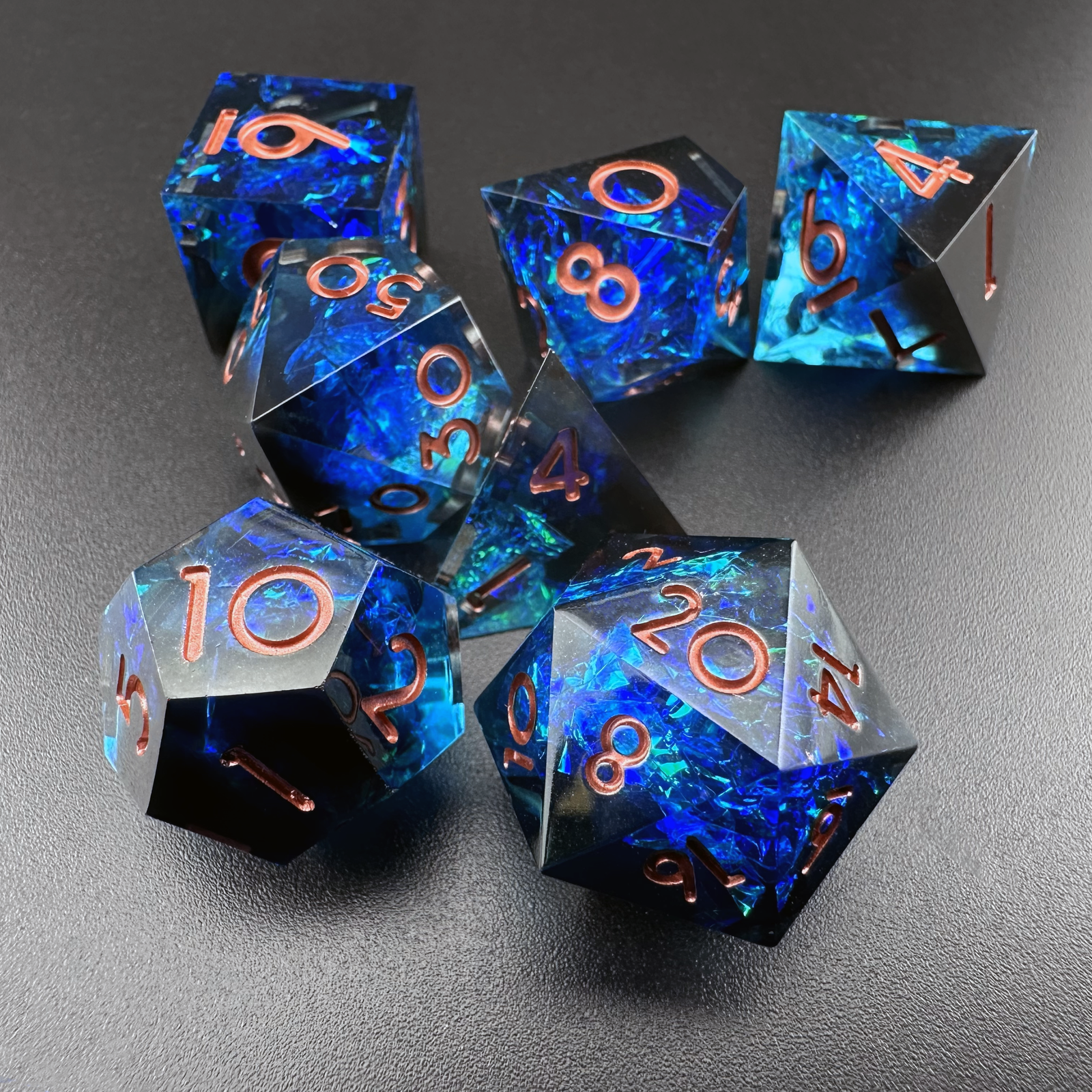 Twilight Chasm  - 7pc Resin Sharp Edge DnD Dice Set