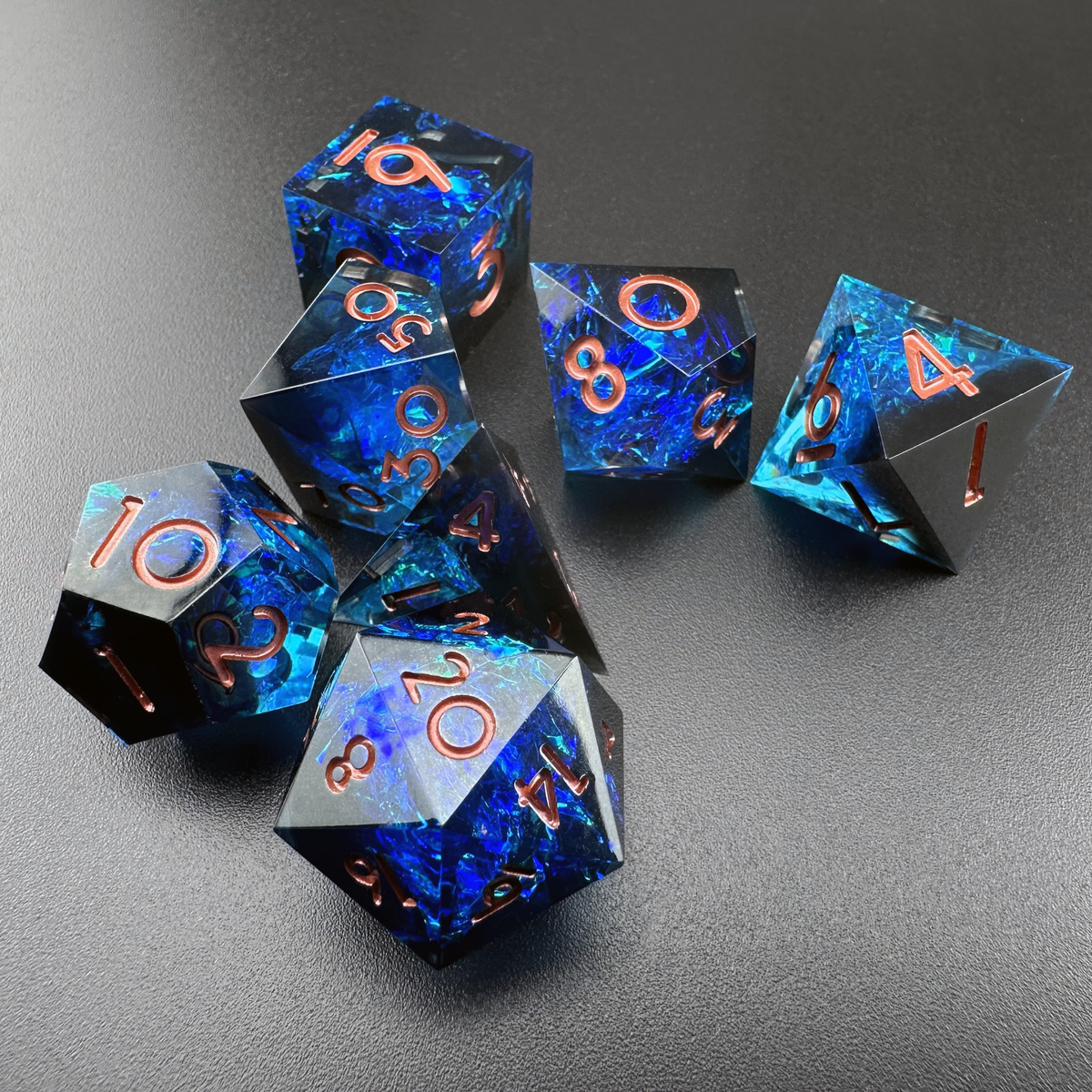 Twilight Chasm  - 7pc Resin Sharp Edge DnD Dice Set