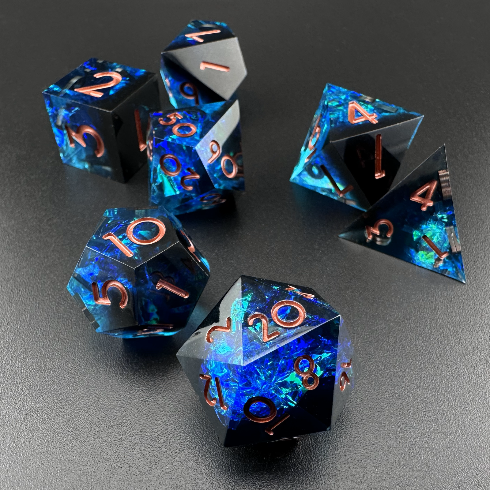 Twilight Chasm  - 7pc Resin Sharp Edge DnD Dice Set
