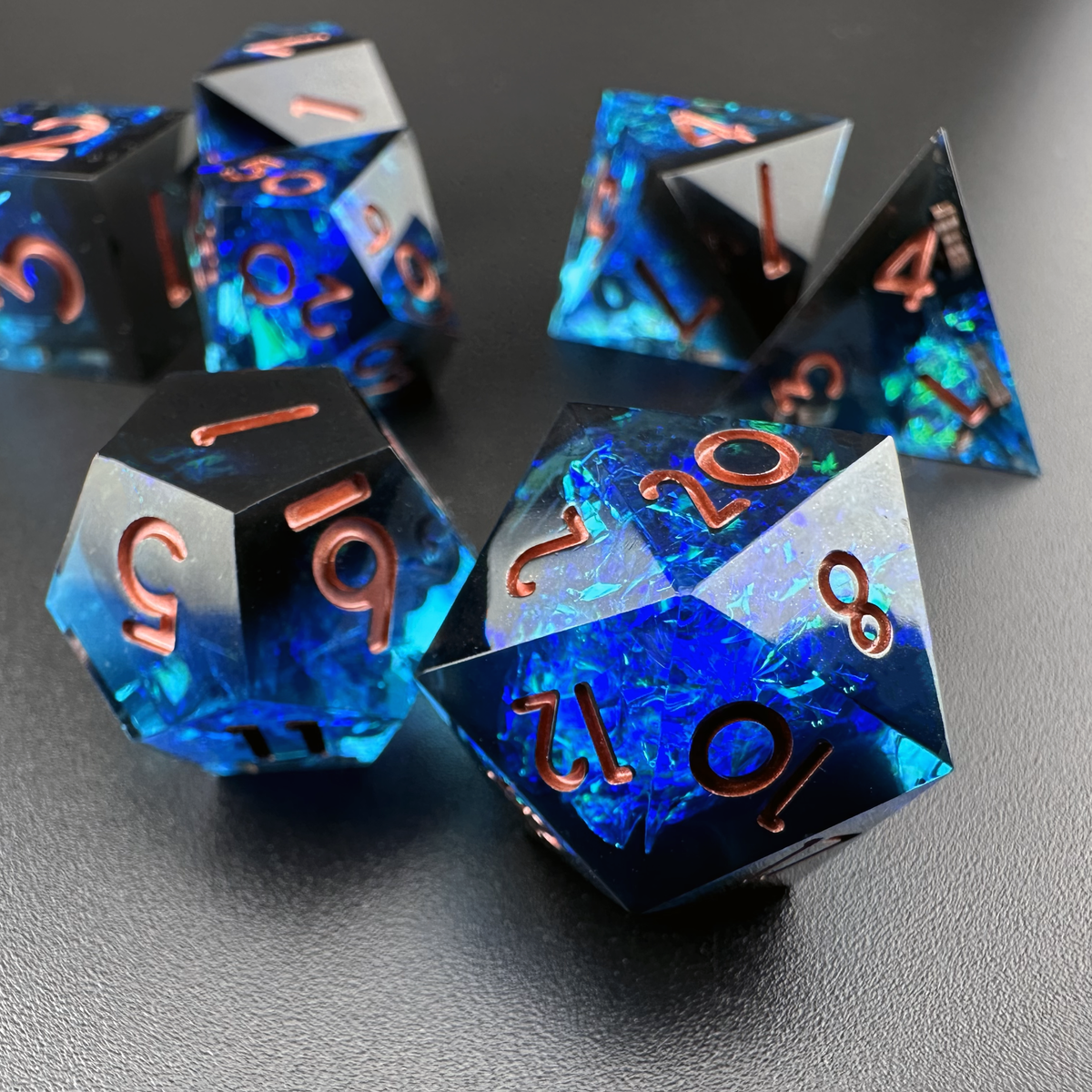 Twilight Chasm  - 7pc Resin Sharp Edge DnD Dice Set