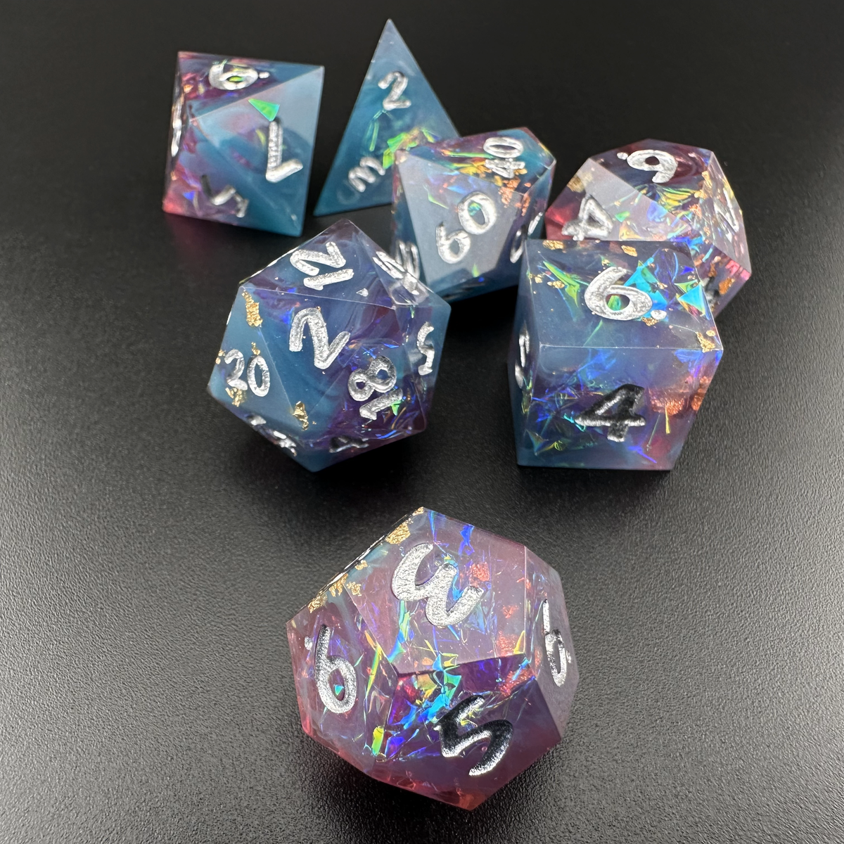 Celestial Veil - 7pc Resin Sharp Edge DnD Dice Set
