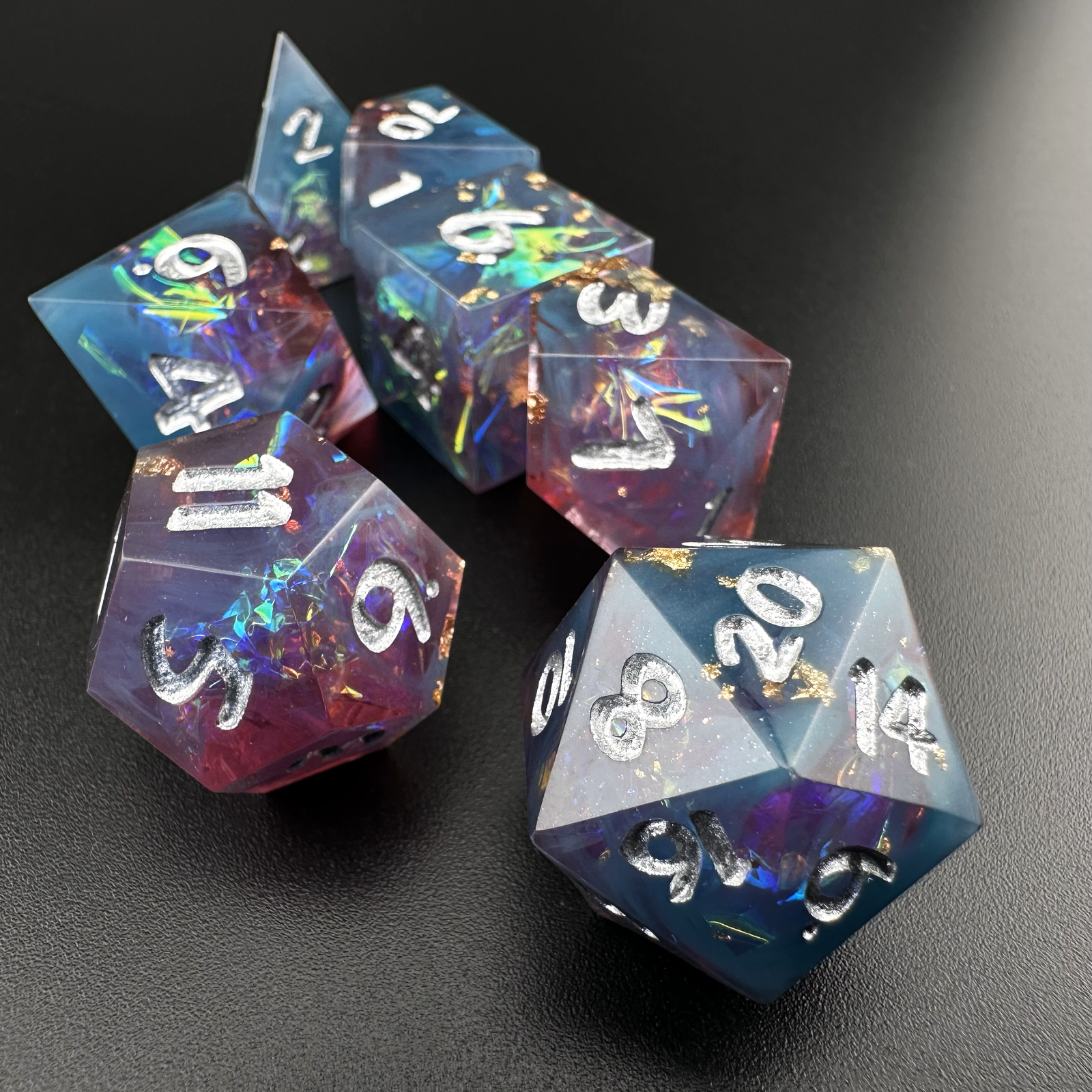 Celestial Veil - 7pc Resin Sharp Edge DnD Dice Set
