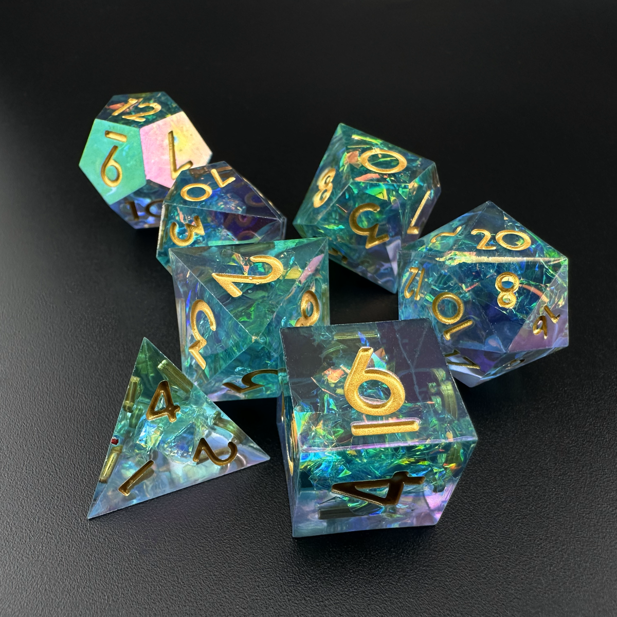 Ethereal Tide  - 7pc Resin Sharp Edge DnD Dice Set