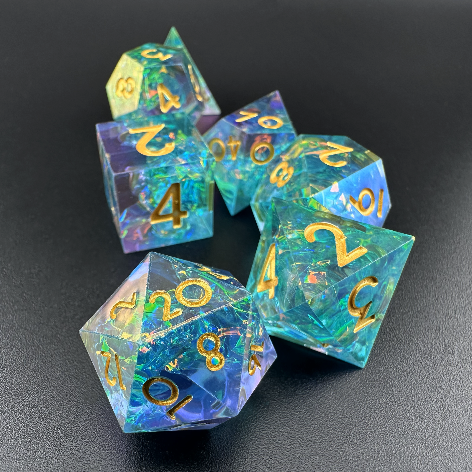 Ethereal Tide  - 7pc Resin Sharp Edge DnD Dice Set