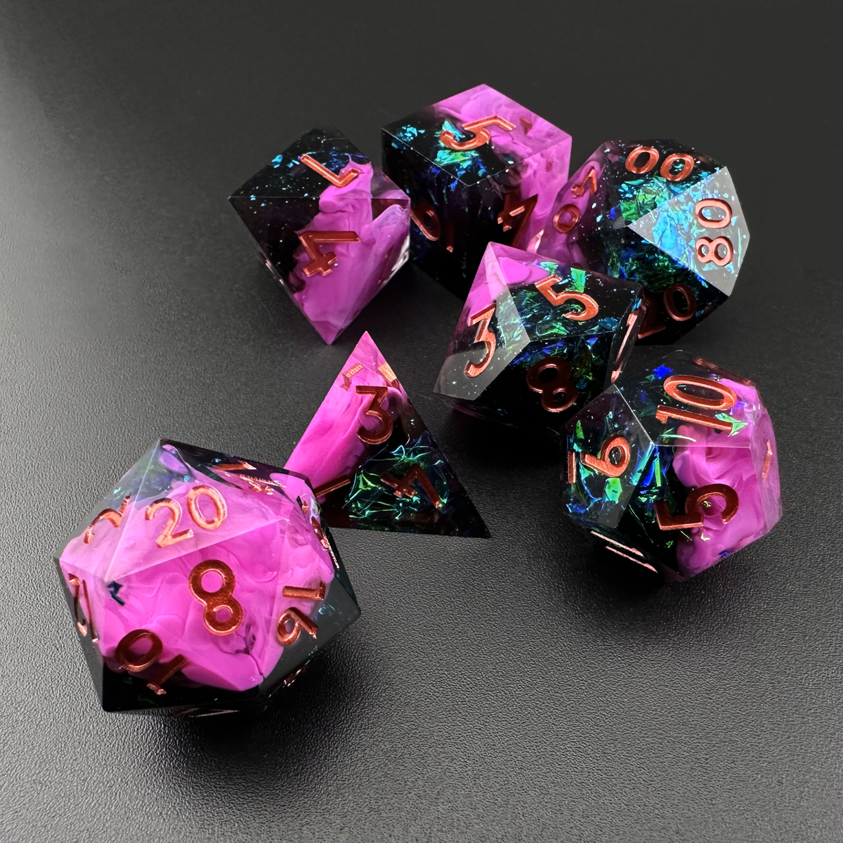 Shattered Dusk - 7pc Resin Sharp Edge DnD Dice Set