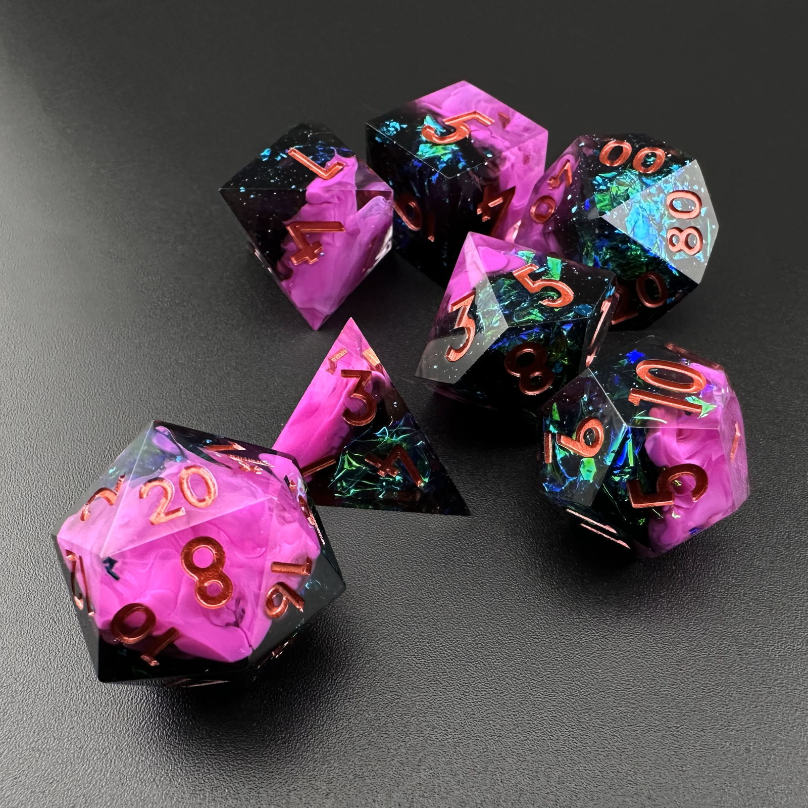 Shattered Dusk - 7pc Resin Sharp Edge DnD Dice Set