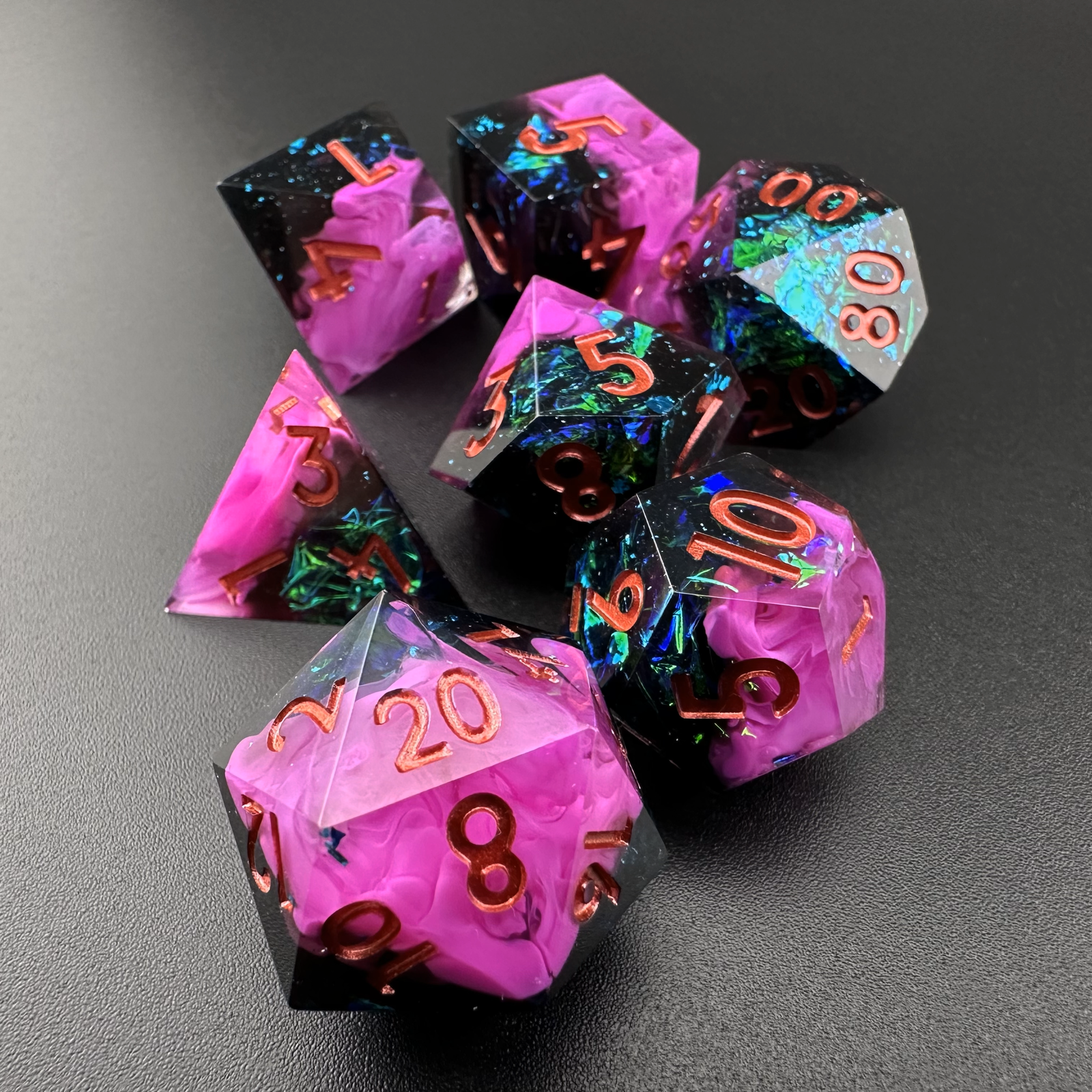 Shattered Dusk - 7pc Resin Sharp Edge DnD Dice Set