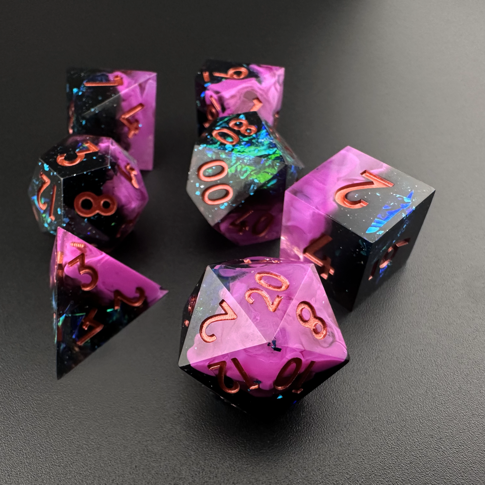 Shattered Dusk - 7pc Resin Sharp Edge DnD Dice Set