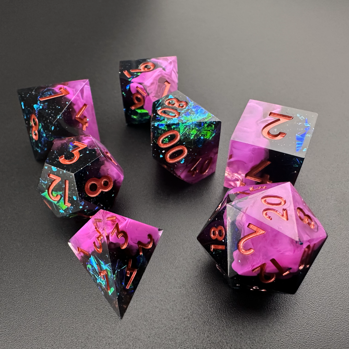 Shattered Dusk - 7pc Resin Sharp Edge DnD Dice Set