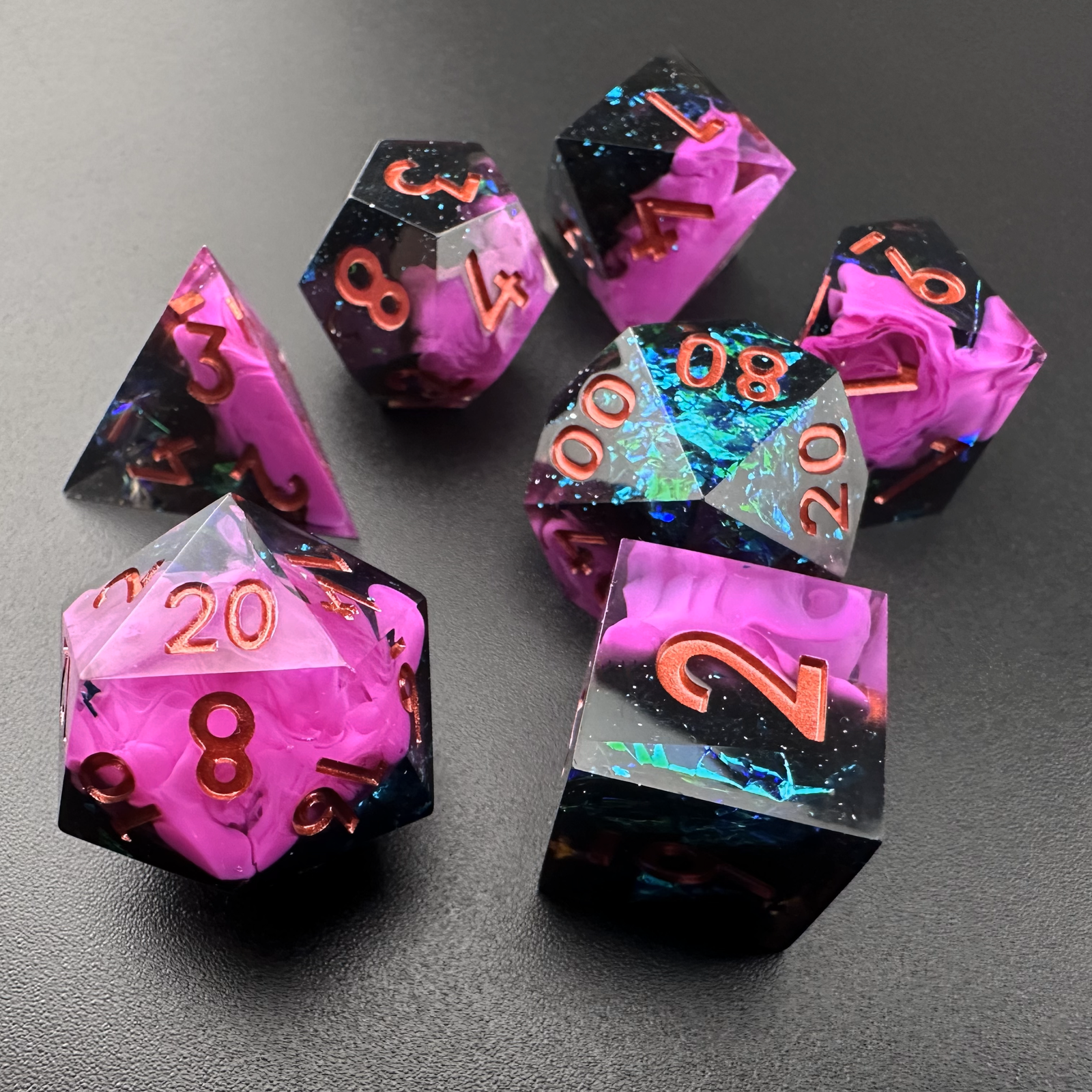 Shattered Dusk - 7pc Resin Sharp Edge DnD Dice Set